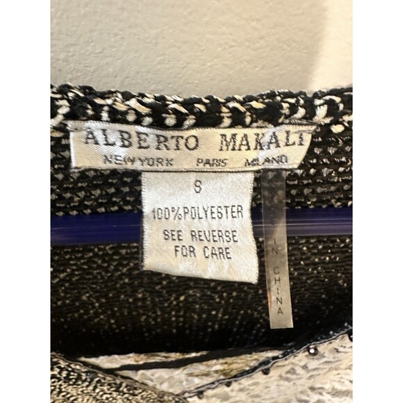 Alberto Makali Small Boho Lace Knit Wrap Top High Low 3/4 Sleeve Art to Wear - Picture 3 of 7